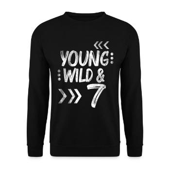 Birthday seven years 7 birthday gift - Unisex Sweatshirt - black - Front - Alina (178cm) & Michal (187cm)