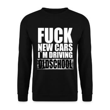 Oldschool und Oldtimer Autos Sprüche Geschenke - Unisex Pullover - Schwarz - Vorne - Alina (178cm) & Michal (187cm)