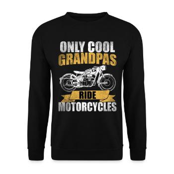 Motorrad Opa lustig Spruch Geschenkidee Geburtstag - Unisex Pullover - Schwarz - Vorne - Alina (178cm) & Michal (187cm)