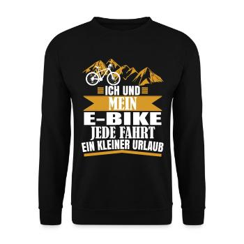 Fahrradfahrer Ebike Fahrradmotiv Geschenk - Unisex Pullover - Schwarz - Vorne - Alina (178cm) & Michal (187cm)