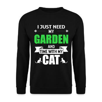 Garden cat gardener cat lover gift - Unisex Sweatshirt - black - Front - Alina (178cm) & Michal (187cm)