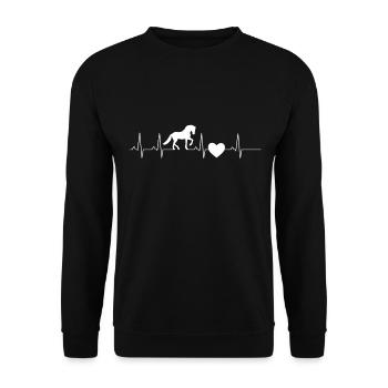 Cheval cavalier cheval battement de coeur cadeau dames - Sweat-shirt Unisexe - noir - Devant - Alina (178cm) & Michal (187cm)