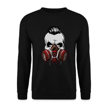 Hipster skull skull with gas mask mask - Unisex Sweatshirt - black - Front - Alina (178cm) & Michal (187cm)