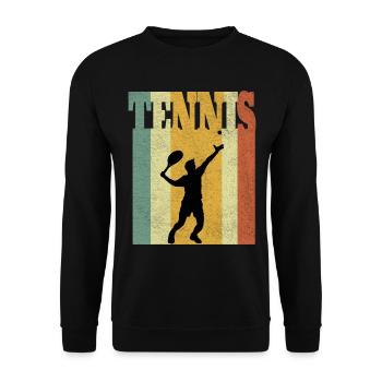 Tennis Tennis spielen Herren Mann Retro Geschenk - Unisex Pullover - Schwarz - Vorne - Alina (178cm) & Michal (187cm)