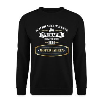 Ich Brauche Keine Therapie Moped Fahren Geschenk - Unisex Pullover - Schwarz - Vorne - Alina (178cm) & Michal (187cm)