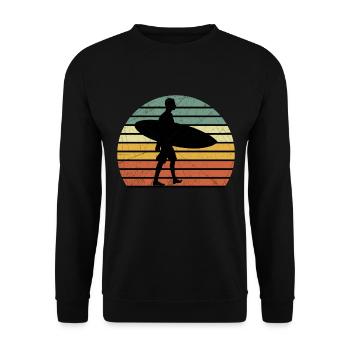 Surfen Surfboard Surfer Wellenreiter Retro - Unisex Pullover - Schwarz - Vorne - Alina (178cm) & Michal (187cm)