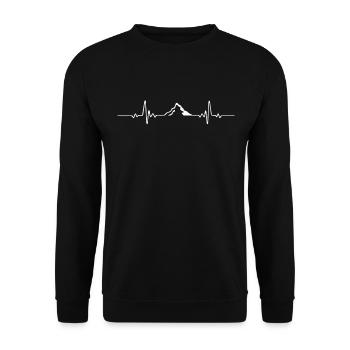 Wandern Herzschlag Berge EKG Bergsport - Unisex Pullover - Schwarz - Vorne - Alina (178cm) & Michal (187cm)