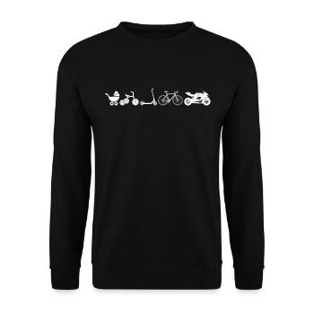 Biker Evolution Motorrad lustig Geschenk - Unisex Pullover - Schwarz - Vorne - Alina (178cm) & Michal (187cm)