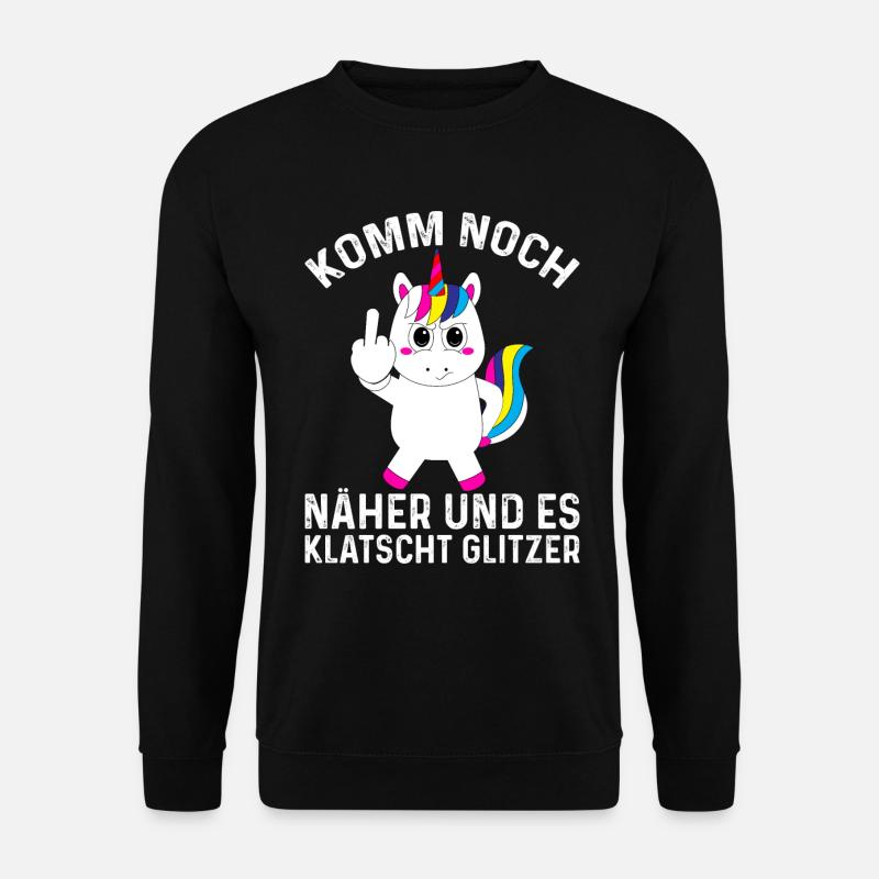 Einhorn frech lustig Geschenk Mittelfinger witzig - Unisex Pullover - Schwarz