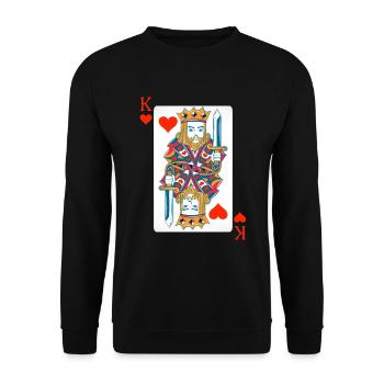 Cadeau de poker de jeu de cartes de costume de coeur de roi - Sweat-shirt Unisexe - noir - Devant - Alina (178cm) & Michal (187cm)