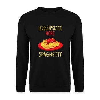 Less upsetti more spaghetti funny pasta tshirt - Unisex Pullover - Schwarz - Vorne - Alina (178cm) & Michal (187cm)