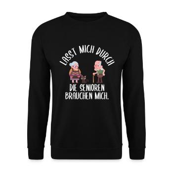 Altenpfleger Senioren brauchen mich Pflegekraft - Unisex Pullover - Schwarz - Vorne - Alina (178cm) & Michal (187cm)
