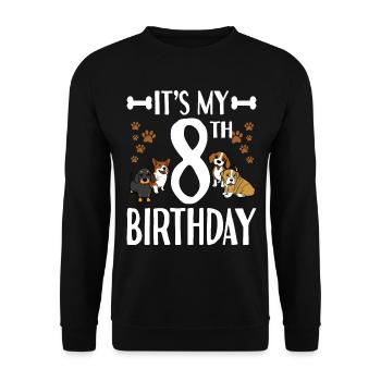8th Birthday Dog Lover 8 Years Dog Puppy - Unisex Sweatshirt - black - Front - Alina (178cm) & Michal (187cm)