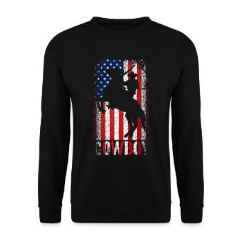 Cowboy Rodeo Pferd Geschenk Country Männer - Unisex Pullover - Schwarz - Vorne - Alina (178cm) & Michal (187cm)
