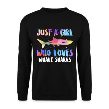 Walhai nur ein Mädchen, das Walhaie liebt - Unisex Pullover - Schwarz - Vorne - Alina (178cm) & Michal (187cm)