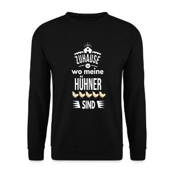Zuhause Ist Wo Meine Hühner Sind - Unisex Pullover - Schwarz - Vorne - Alina (178cm) & Michal (187cm)