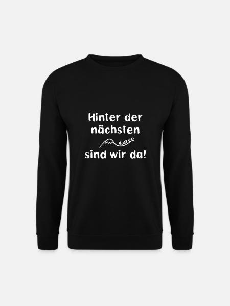 Hinter der nächsten Kurve sind wir da Wandern Berg - Unisex Pullover - Schwarz