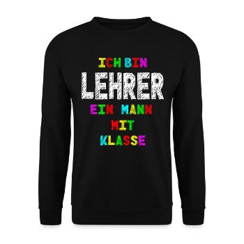 Teacher i am teacher a man with class gift - Unisex Sweatshirt - black - Front - Alina (178cm) & Michal (187cm)