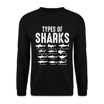 Haie Weißer Hammerhai Marine Bio-Spruch - Unisex Pullover - Schwarz - Vorne - Alina (178cm) & Michal (187cm)