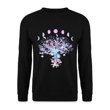 Les phases de lune Retro 60's 70's Arbre de vie vibe - Sweat-shirt Unisexe - noir - Devant - Alina (178cm) & Michal (187cm)