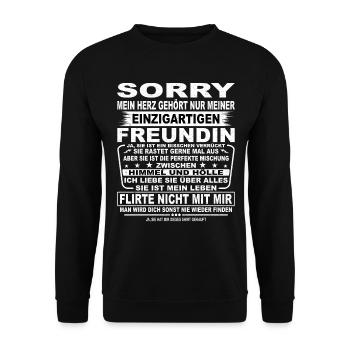 Freund Freundin Liebe Jahrestag Love Lustig Spruch - Unisex Pullover - Schwarz - Vorne - Alina (178cm) & Michal (187cm)