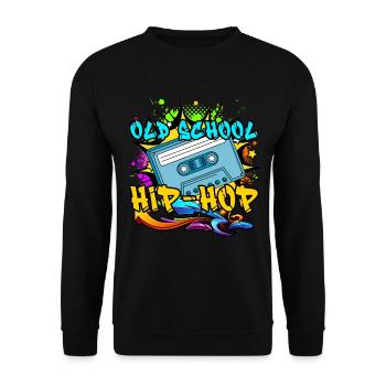 Old School Hip Hop 80s 90s Graffiti Kassette - Unisex Pullover - Schwarz - Vorne - Alina (178cm) & Michal (187cm)