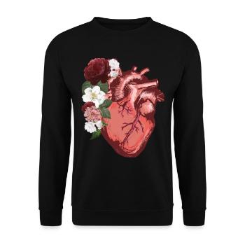 Anatomical Heart Flowers Love Women Men - Unisex Sweatshirt - black - Front - Alina (178cm) & Michal (187cm)