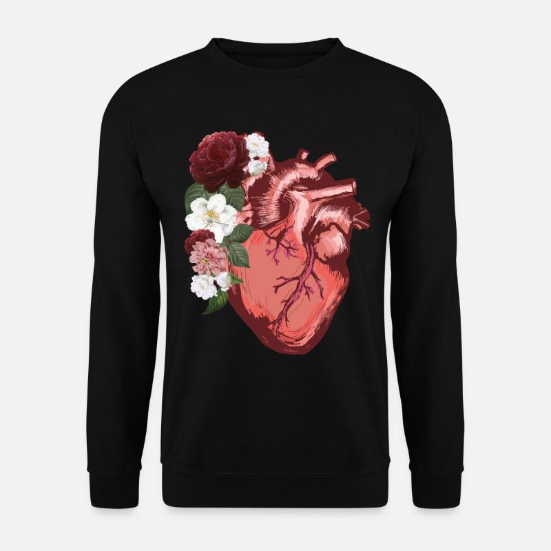 Anatomische Herz Blumen Liebe Frauen Männer - Unisex Pullover - Schwarz