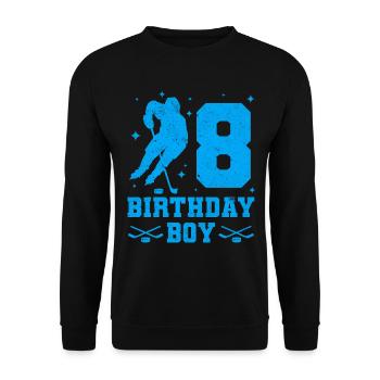 8th Birthday Young Ice Hockey Kids 8 Years Party - Unisex Sweatshirt - black - Front - Alina (178cm) & Michal (187cm)