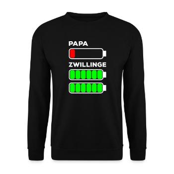 Papa Zwillinge Vater Akku leer Batterie Lustig - Unisex Pullover - Schwarz - Vorne - Alina (178cm) & Michal (187cm)