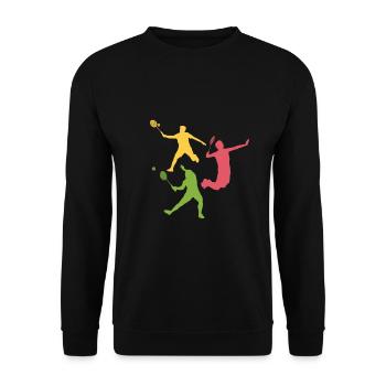 Badminton Player Badminton - Unisex Sweatshirt - black - Front - Alina (178cm) & Michal (187cm)