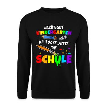 Einschulung Schulkind 2024 Erster Schultag Kinder - Unisex Pullover - Schwarz - Vorne - Alina (178cm) & Michal (187cm)