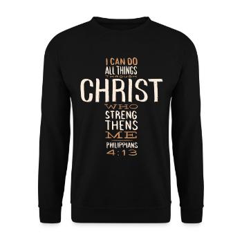 Philippians 4:13 Christian Bible Verse Leo Husband - Unisex Sweatshirt - black - Front - Alina (178cm) & Michal (187cm)