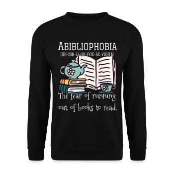 Abibliophobie lecture de bouquinier lecteur cadeau - Sweat-shirt Unisexe - noir - Devant - Alina (178cm) & Michal (187cm)