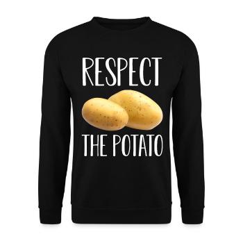 Kartoffel- Wurzelgemüse-Pun Vegane Pommes frites - Unisex Pullover - Schwarz - Vorne - Alina (178cm) & Michal (187cm)
