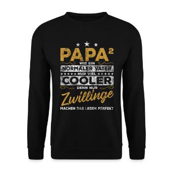 Vater Papa Zwillinge Zwillingspapa Geschenk - Unisex Pullover - Schwarz - Vorne - Alina (178cm) & Michal (187cm)