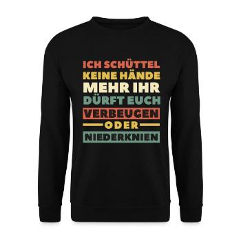 Lustiger Spruch, lustige Sprüche - Unisex Pullover - Schwarz - Vorne - Alina (178cm) & Michal (187cm)