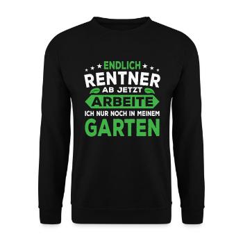 Rente Gärtner Rentner 2021 Arbeite Nur Noch Garten - Unisex Pullover - Schwarz - Vorne - Alina (178cm) & Michal (187cm)