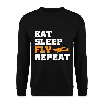 Eat Sleep Fly Repeat - Unisex Sweatshirt - black - Front - Alina (178cm) & Michal (187cm)