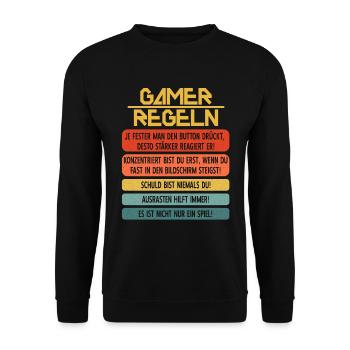 Gamer Regeln Zocker Computer PC Konsole Gaming - Unisex Pullover - Schwarz - Vorne - Alina (178cm) & Michal (187cm)