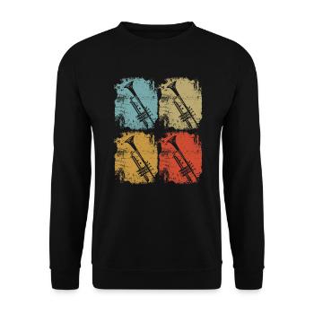 Trumpet Retro Design Funny - Unisex Sweatshirt - black - Front - Alina (178cm) & Michal (187cm)