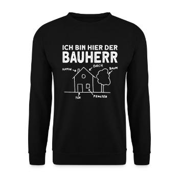 Bauherr Hausbau Eigenheim Traumhaus Geschenk - Unisex Pullover - Schwarz - Vorne - Alina (178cm) & Michal (187cm)