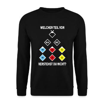 Feuerwehr Feuerwehrmann FFW Welchen Teil verstehst - Unisex Pullover - Schwarz - Vorne - Alina (178cm) & Michal (187cm)