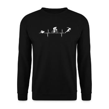 Triathlon Triathlon Herzschlag - Unisex Pullover - Schwarz - Vorne - Alina (178cm) & Michal (187cm)