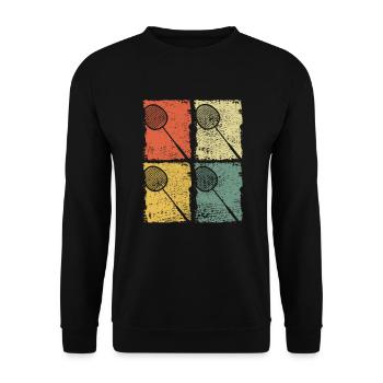 Badminton Racket Badminton Retro - Unisex Sweatshirt - black - Front - Alina (178cm) & Michal (187cm)