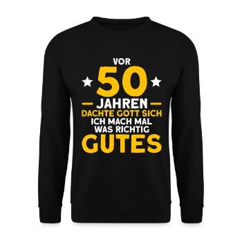50 Jahre Geburtstag Deko Lustig 50. Geburtstag - Unisex Pullover - Schwarz - Vorne - Alina (178cm) & Michal (187cm)