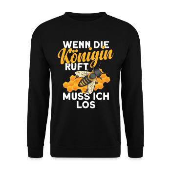 Bienen | Königin ruft | Hobbyimker Bienenzüchter - Unisex Pullover - Schwarz - Vorne - Alina (178cm) & Michal (187cm)