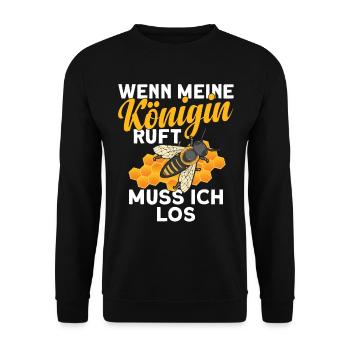 Bienen | Königin ruft | Hobbyimker Bienenzüchter - Unisex Pullover - Schwarz - Vorne - Alina (178cm) & Michal (187cm)