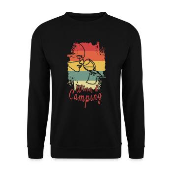 Camping Drinking Wine - Unisex Sweatshirt - black - Front - Alina (178cm) & Michal (187cm)
