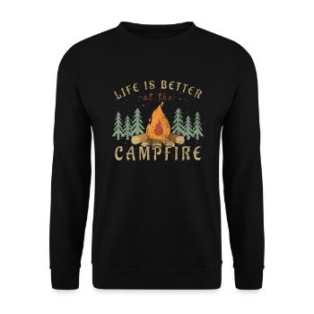 La vie en camping est meilleure près du feu de camp - Sweat-shirt Unisexe - noir - Devant - Alina (178cm) & Michal (187cm)
